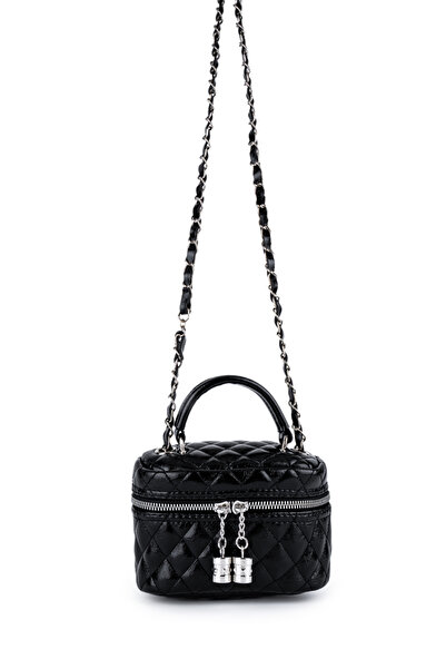 minebag Almira Black Faux Leather Women's Crossbody Bag