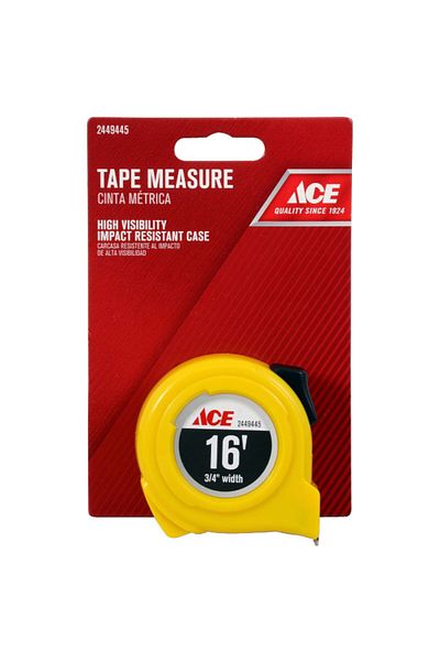 ACE Nylon Coating High Visibility Impact Resistance Tape Measure 3/4inch x 16ft 2449445