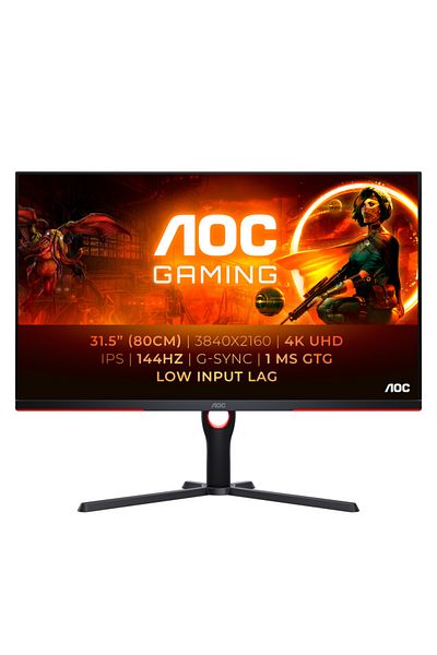 Aoc Monitor Gaming IPS, 4K, UHD, 144Hz, 1ms, HDR400, Pivot, HDMI, DisplayPort, Negru