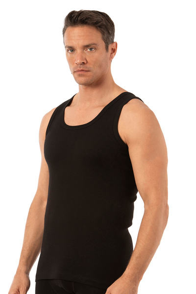 ÖZKAN underwear Men's Cotton Rib Tank - Flexible and Soft Thick Strap