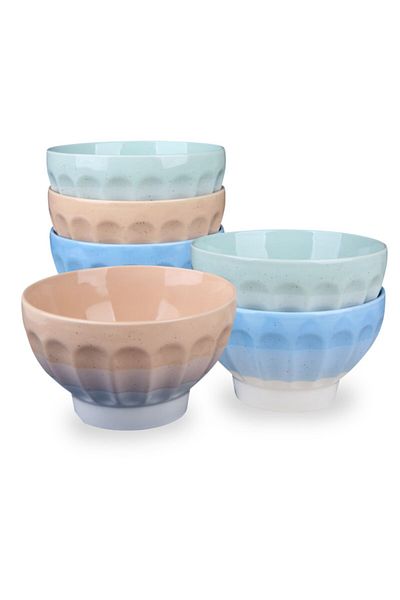 Bien Servi 6-Piece Long Lasting Microwave Proof Easy Storage Bowl Set with Stand Multicolor 5.2inch