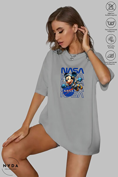 Nyda Collections تي شيرت قطني بأكمام قصيرة وياقة دائرية للجنسين مطبوع عليه مي...