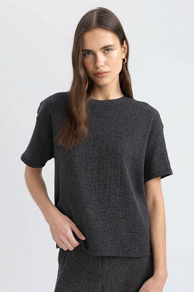 DeFacto Pohodlné krátké tričko Crew Neck Wrap C3843ax24sp