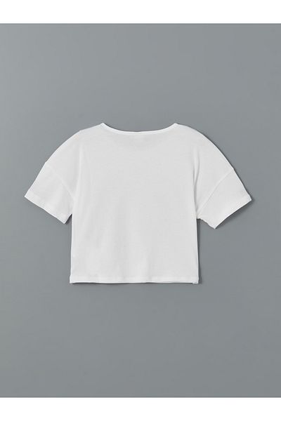 LC Waikiki Tricou Crop pentru fetiță cu gât crew