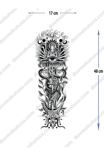 pivok Geçici Kol Kaplama-kılıç Ve Ejderha Figür Geçici Dövme Tattoo(STICKER)