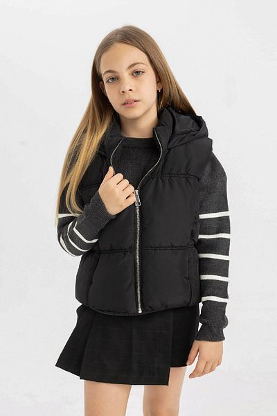 DeFacto Water Repellent Hooded Inflatable Vest for Girls C4971A824Au