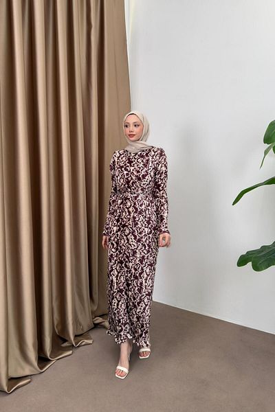 QUQA Pleated Satin Dress - Plum