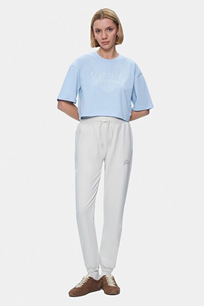 UCLA Tricou oversize pentru damă HELENA Sky Blue Crew Neck brodat