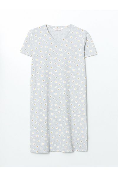 LC Waikiki Damen-Nachthemd mit V-Ausschnitt und Blumenmuster