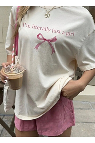 POPULUS Ja sam bukvalno samo devojka napisana belom bojom T-shirt