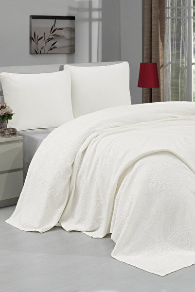 Evlen Home Collection Pamuklu Çift Kişilik Yatak Örtüsü Porte Pike Takımı Yum...