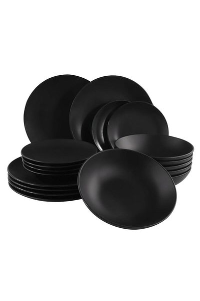 Tavola Black Dinner Set 18 Pcs Ceramics Farfurii Dining Set Plate Set Dishwasher Microwave Safe London
