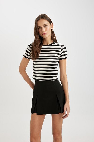 DeFacto Crew Neck Striped Slim Fit T-Shirt - Short Sleeve C4333ax24sp