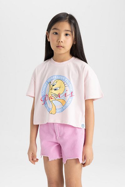 DeFacto Looney Tunes Girls T-Shirt - Crew Neck, Short Sleeve C4825A824Sm