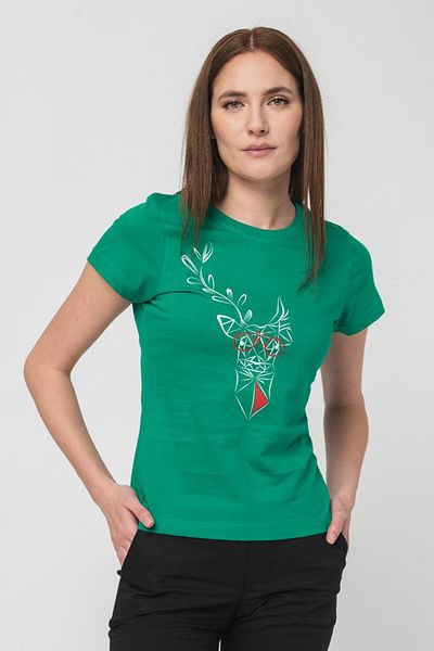 Pegas WOMEN'S DEER FAMILY T-SHIRT K GREEN-L