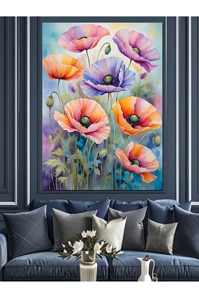 Tablomega Pânză decorativă Pastel Flower Field - Lemn MDF