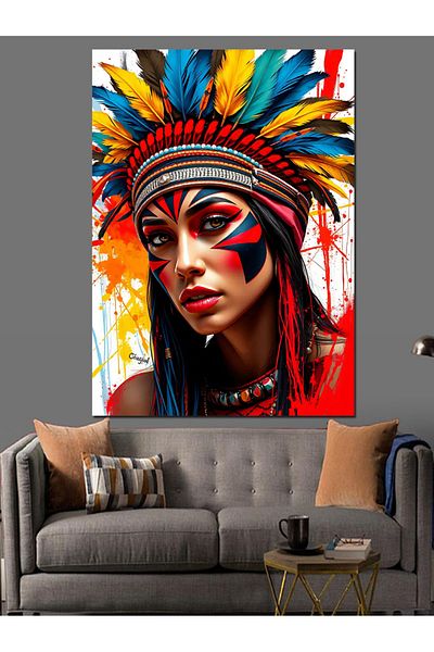 Tablomega Pânză decorativă Warrior Tribal Woman - Lemn MDF