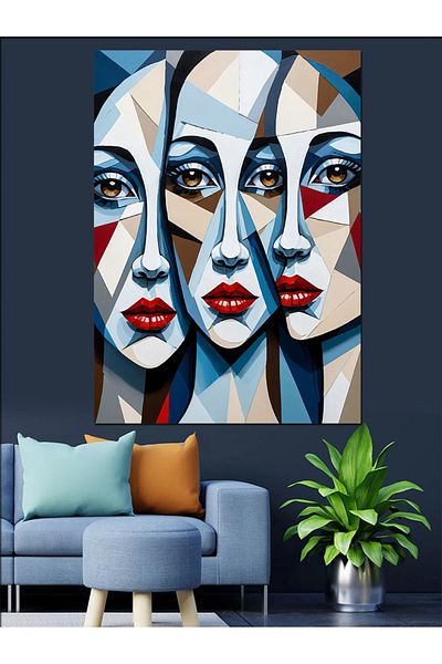 Tablomega Fațe și Emoții Abstracte Pânză Decorativă - Lemn MDF Pictură