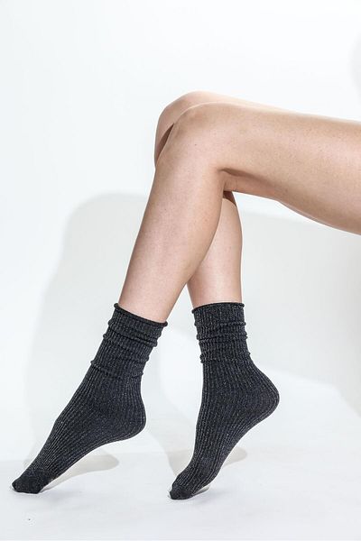 Daymod Sun Rib Non-Elastic Socks Black-Silver