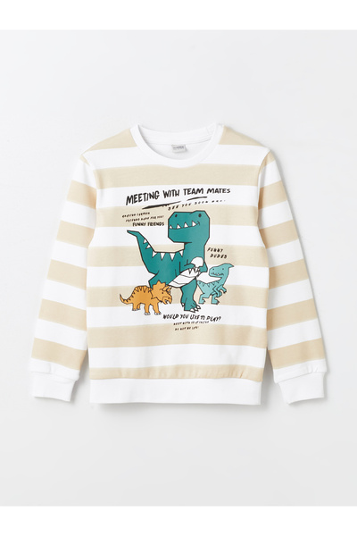 LC Waikiki Chlapecké tričko s dlouhým rukávem s potiskem Crew Neck