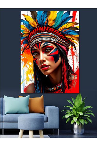 Tablomega Pânză decorativă Warrior Tribal Woman - Lemn MDF