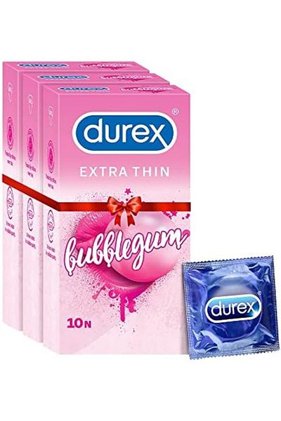 Durex Extra Thin Bubblegum Flavoured Condoms for Men-10s (Pack of 3)