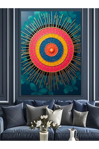Tablomega Pânză decorativă cu motiv solar energizant - Lemn MDF