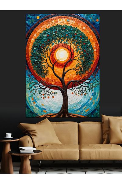 Tablomega Pânză decorativă cu model arborele vieții - pictură din lemn MDF