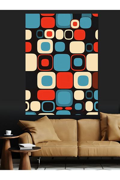 Tablomega Pânză decorativă cu model geometric retro - MDF Lemn