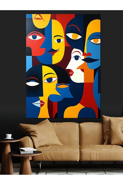 Tablomega Fațe colorate abstracte Pânză decorativă - Pictură din lemn MDF