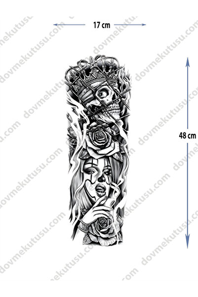 pivok Geçici Kol Kaplama Dövme – Kuru Kafa Ve Palyaço Kız Geçici Dövme Tattoo(STICKER)