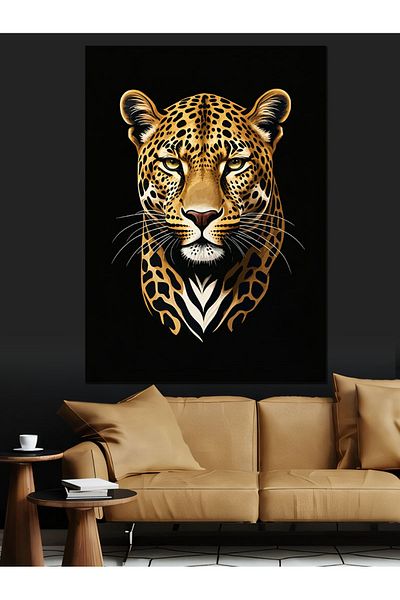 Tablomega Pânză decorativă puternică cu portret de leopard - pictură din lemn MDF