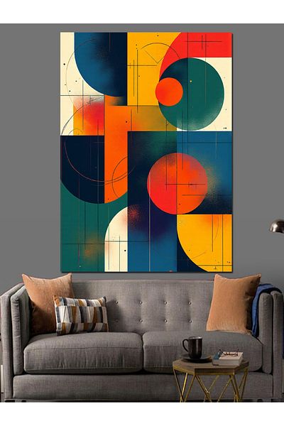 Tablomega Pânză decorativă cu culori abstracte geometrice - pictură din lemn MDF