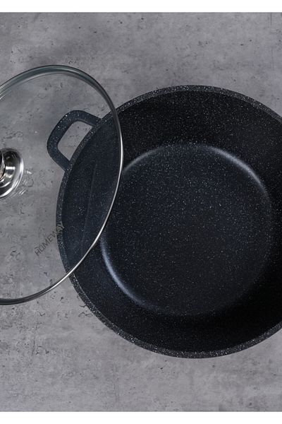 CLIKON HOMEWAY 28cm Marble Casserole with Lid – Die-Cast Aluminum, Non-Stick, Even Heat Distribution