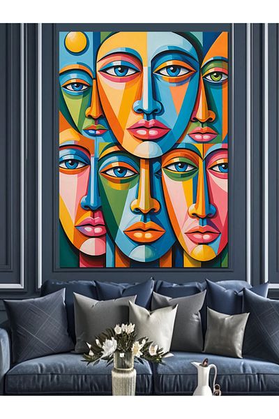 Tablomega Pânză decorativă cu desen abstract de mai multe fețe - pictură din lemn MDF