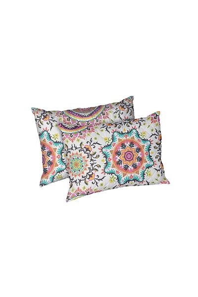 ALCAM Set Of 2 Kantha Pillows, Quilted Microfiber, 50x70 Cm