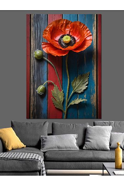 Tablomega Pânză Decorativă Floarea de Maci Roșii - Lemn MDF