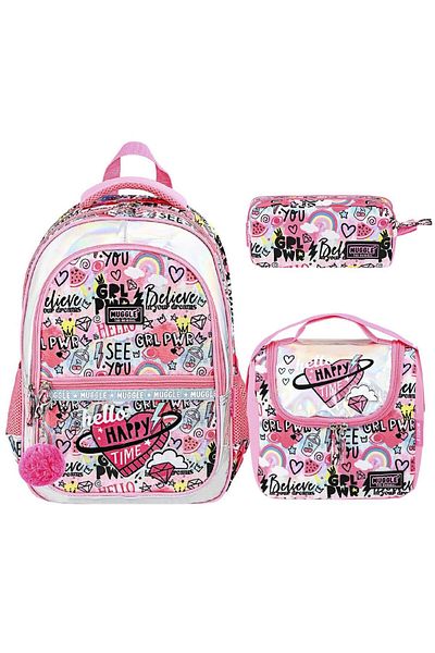 MUGGLE 2 Compartment Happy Time School Bag + Lunch Box with Thermos