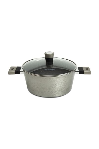 CLIKON 28 CM Hammered Marble Casserole with Lid – Heat-Resistant, Non-Stick, and Easy to Clean