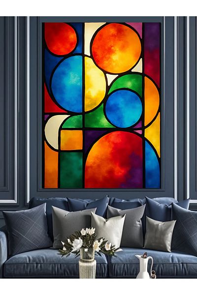 Tablomega Pânză decorativă cu model geometric abstract - pictură din lemn MDF
