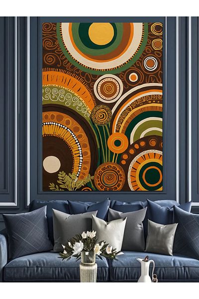 Tablomega Pânză decorativă cu model abstract retro - pictură din lemn MDF