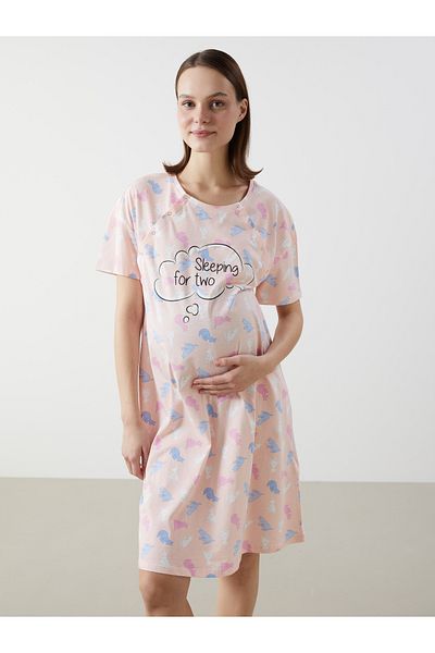 LC Waikiki Těhotenská noční košile s potiskem Crew Neck