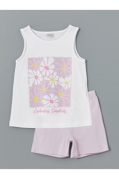 LC Waikiki Crew Neck Floral Girl's Tank Top and Shorts