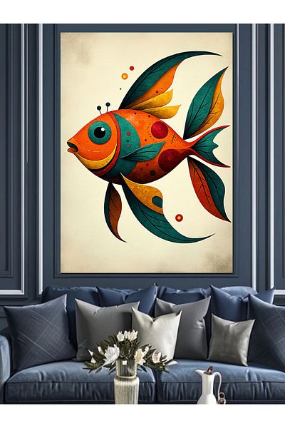Tablomega Pânză Decorativă Pește Tropical Artistic - Lemn MDF