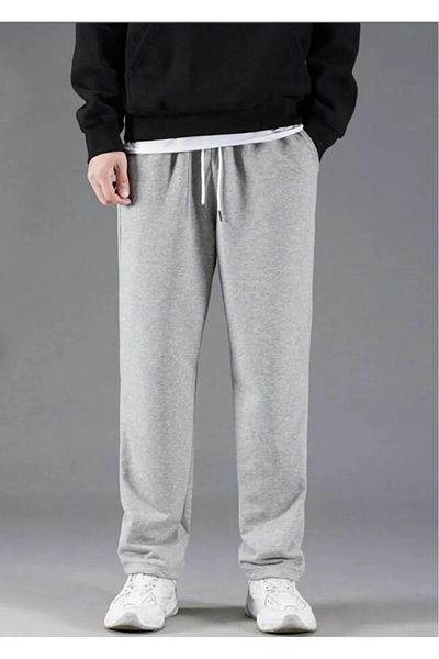 EXSPORT Pantaloni de trening gri cu picioare drepte pentru bărbați