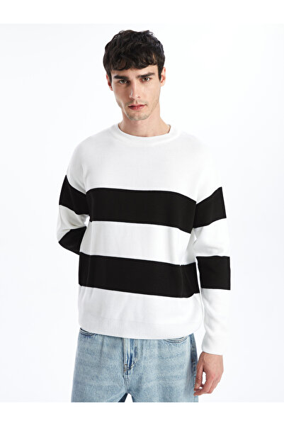 LC Waikiki Crew Neck Striped Men's Knitwear Sweater
