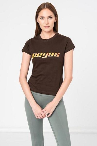 Pegas WOMEN'S ORANGE LOGO T-SHIRT COFFEE-L