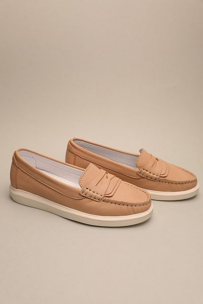 Gondol Mocasini clasici din piele naturala de dama crem 36 Ttx.70110