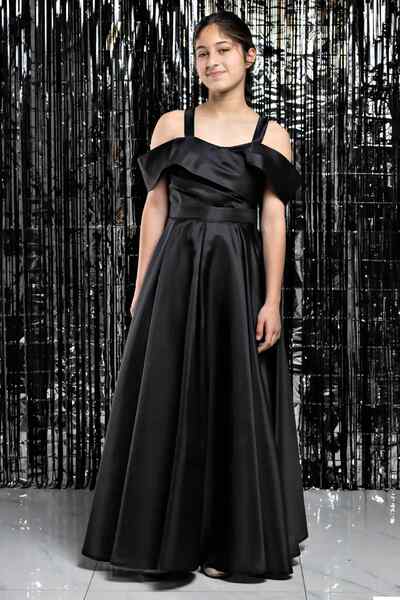 SUBU TASARIM Askılı Beli Lastikli Kız Çocuk Mezuniyet Abiye Elbisesi