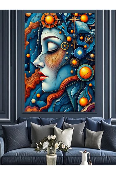 Tablomega Pânză decorativă cu fața de femeie cu tematică Galaxy - Lemn MDF